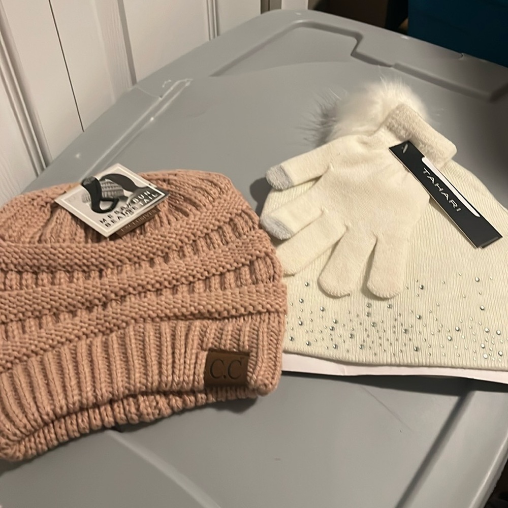 Set of 2 beanies! CC messy bun plus one